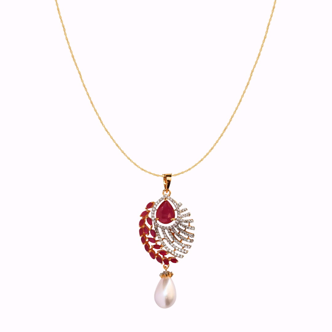 Ruby Opulence Pearl Pendant Set