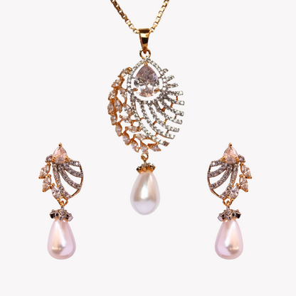 Golden Opulence Pearl Pendant Set