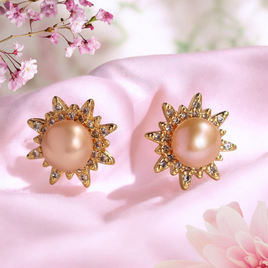 Peach Twinkle Pearl Studs