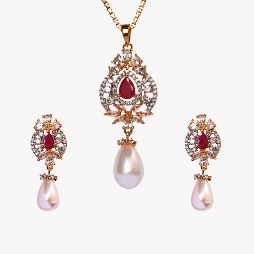 Ruby Grace Pearl Pendant Set