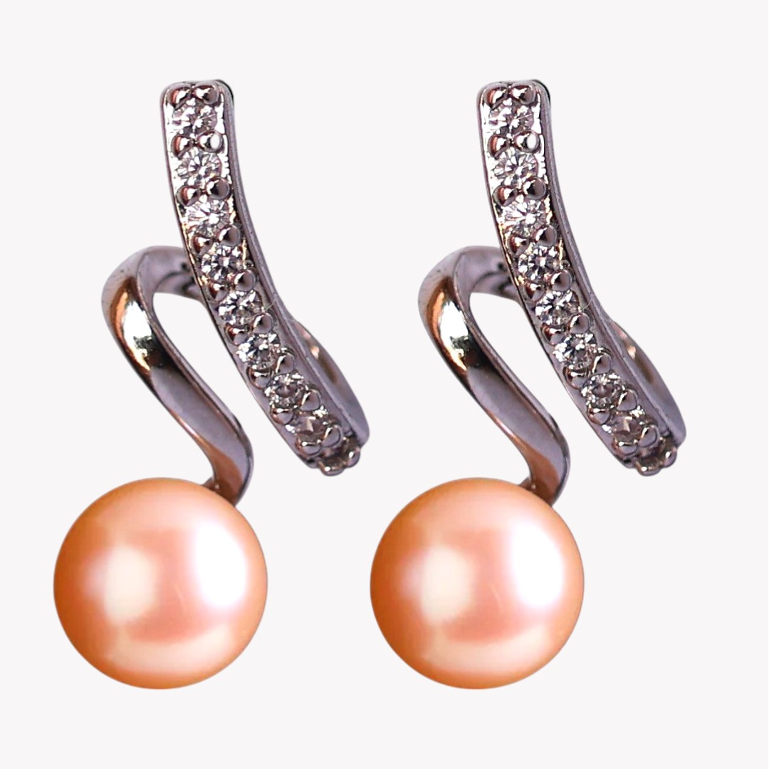 Peach Meadow Pearl Studs