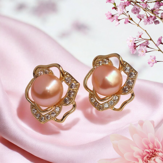 Peach Shimmer Pearl Studs