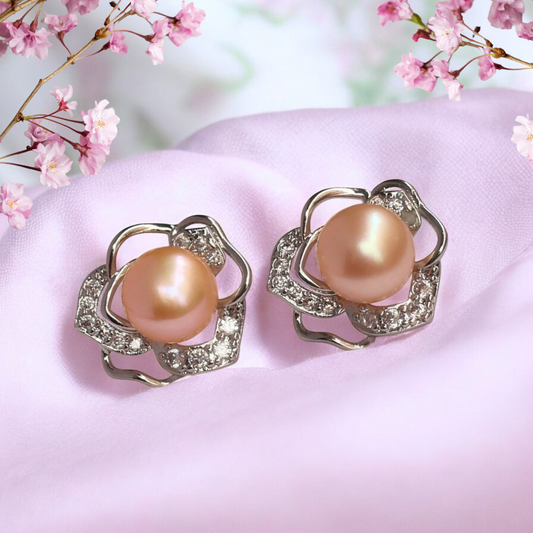Peach Bloom Pearl Studs