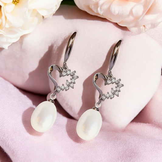 Silver Coral Pearl Drops