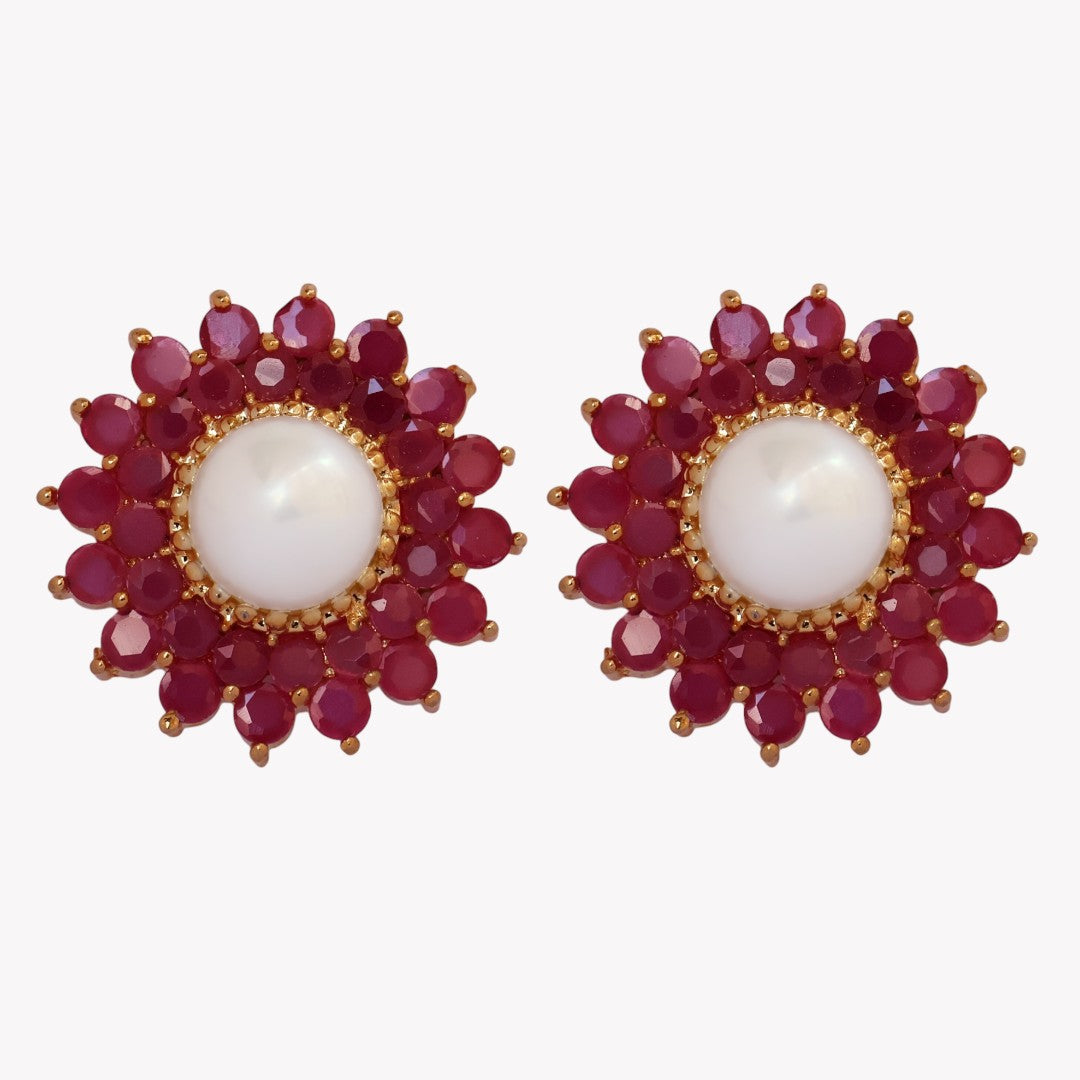 Ruby Rosewood Pearl Studs