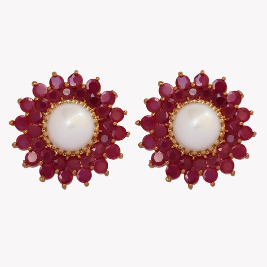 Ruby Rosewood Pearl Studs