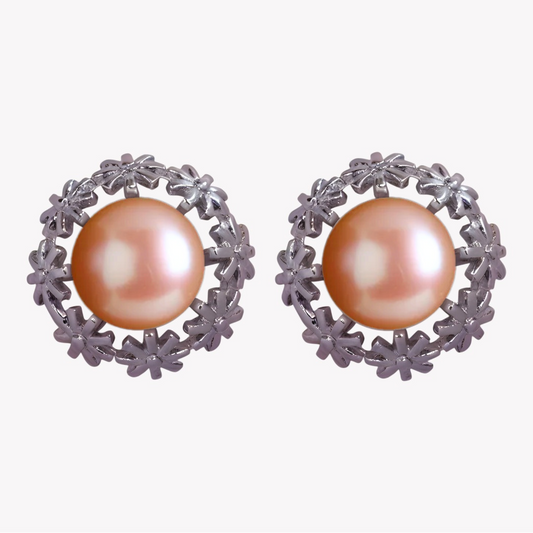 Peach Blossom Pearl Studs