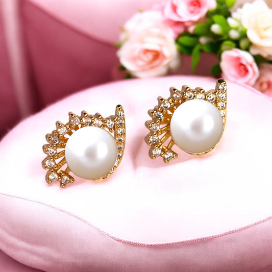 Golden Satin Pearl Studs