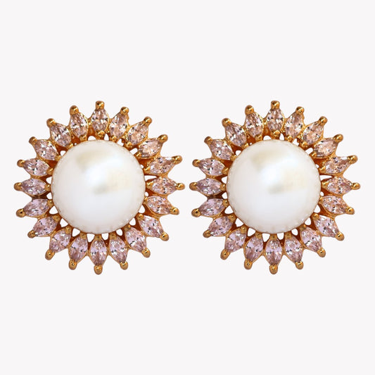 Golden Sunbeam Pearl Studs