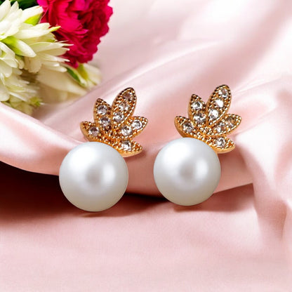 Golden Glitter Pearl Studs
