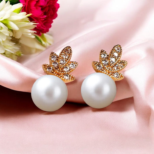 Golden Glitter Pearl Studs