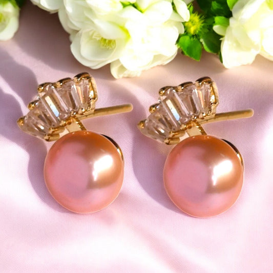 Lavender Crown Pearl Studs