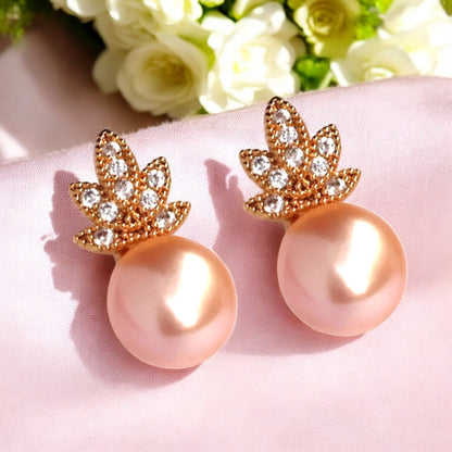 Peach Glitter Pearl Studs