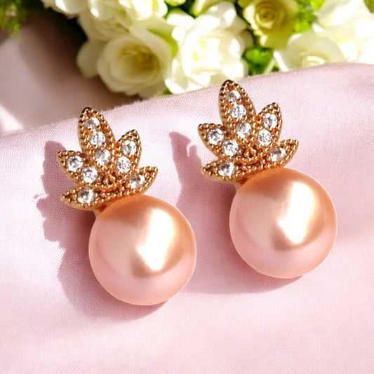 Peach Glitter Pearl Studs