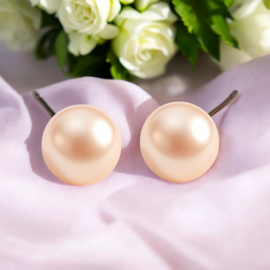 Peach Maiden Big Pearl Studs