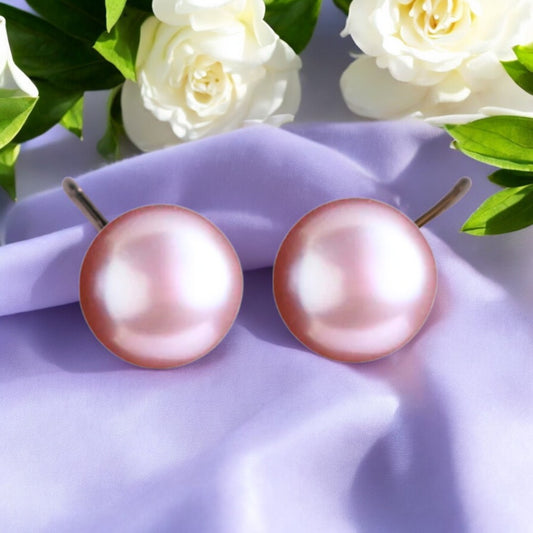 Lavender Maiden Big Pearl Studs