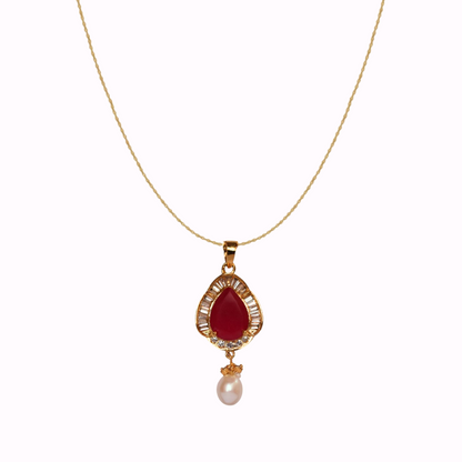 Ruby Blush Pearl Pendant Set