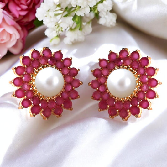 Ruby Rosewood Pearl Studs