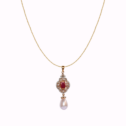 Ruby Shine Pearl Pendant Set