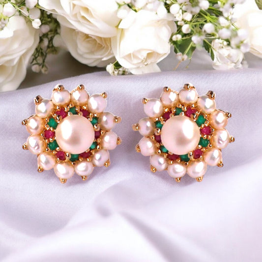 Multicolor Aster Pearl Studs
