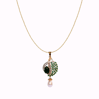 Emerald Radiant Pearl Pendant Set