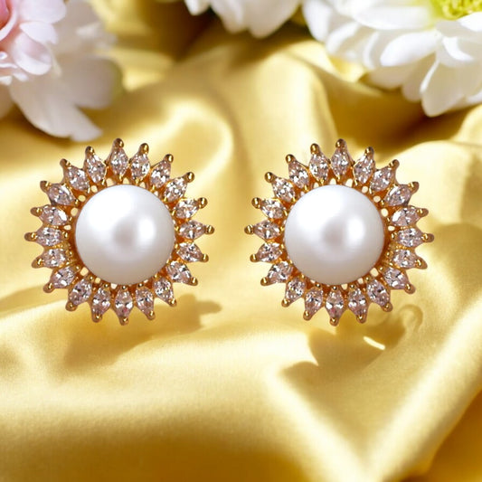 Golden Sunbeam Pearl Studs