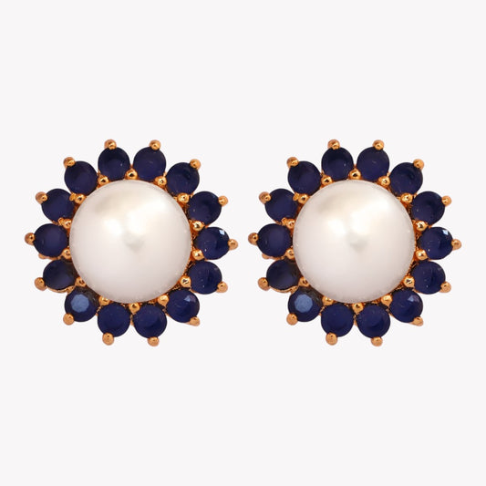 Sapphire Hazel Pearl Studs