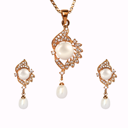 Golden Ethereal Pearl Pendant Set