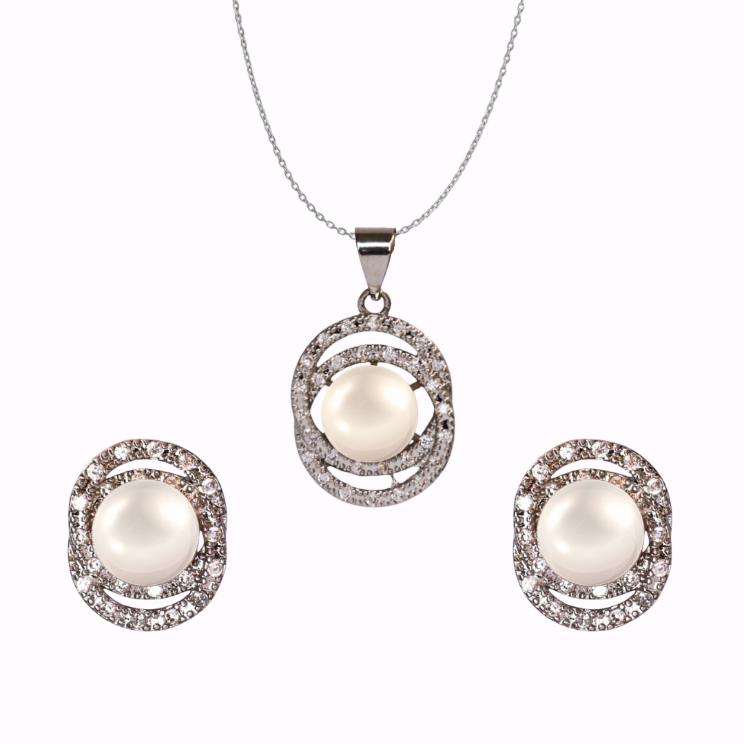 Silver Shoreglow Pearl Pendant Set