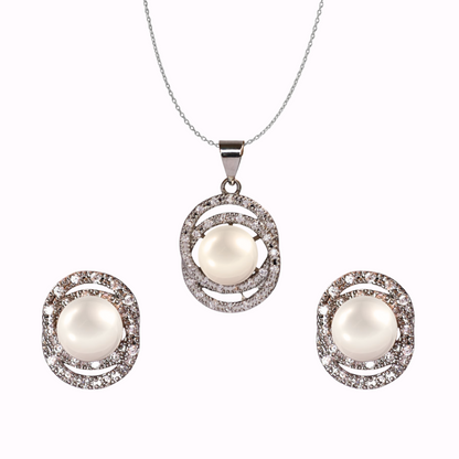 Silver Shoreglow Pearl Pendant Set