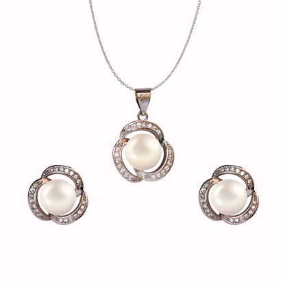 Silver Starwave Pearl Pendant Set