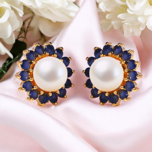 Sapphire Hazel Pearl Studs