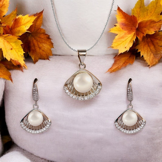 Silver Morningdew Pearl Pendant Set