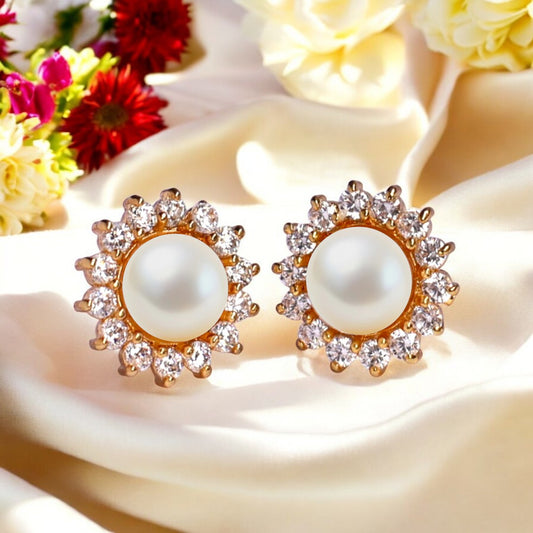 Golden Moonwave Pearl Studs
