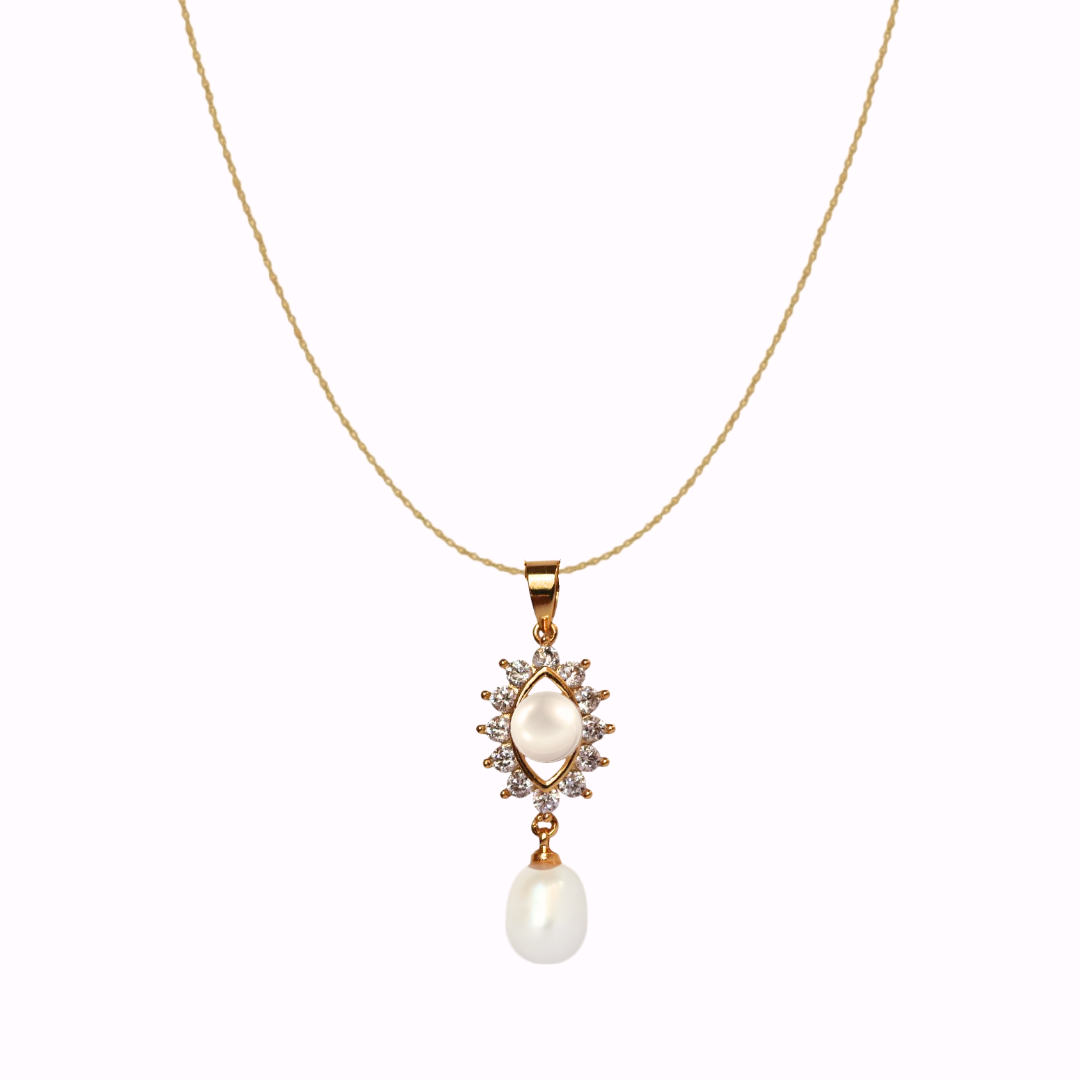 Golden Dazzle Pearl Pendant Set