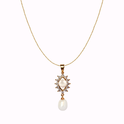 Golden Dazzle Pearl Pendant Set