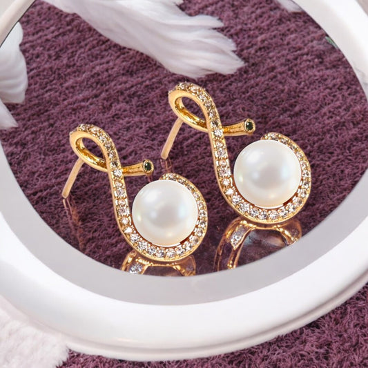 Golden Gleam Pearl Studs