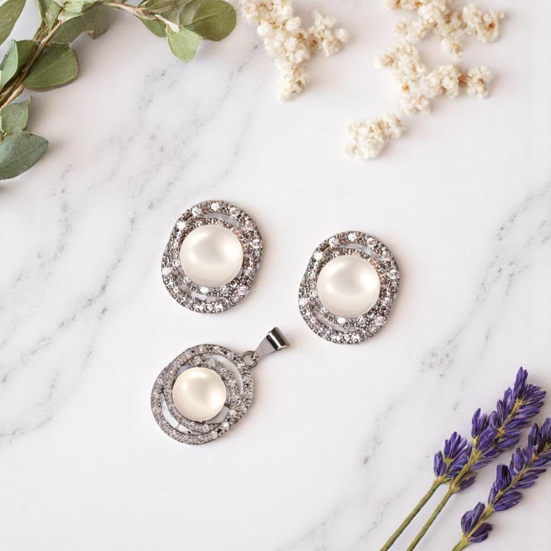 Silver Shoreglow Pearl Pendant Set