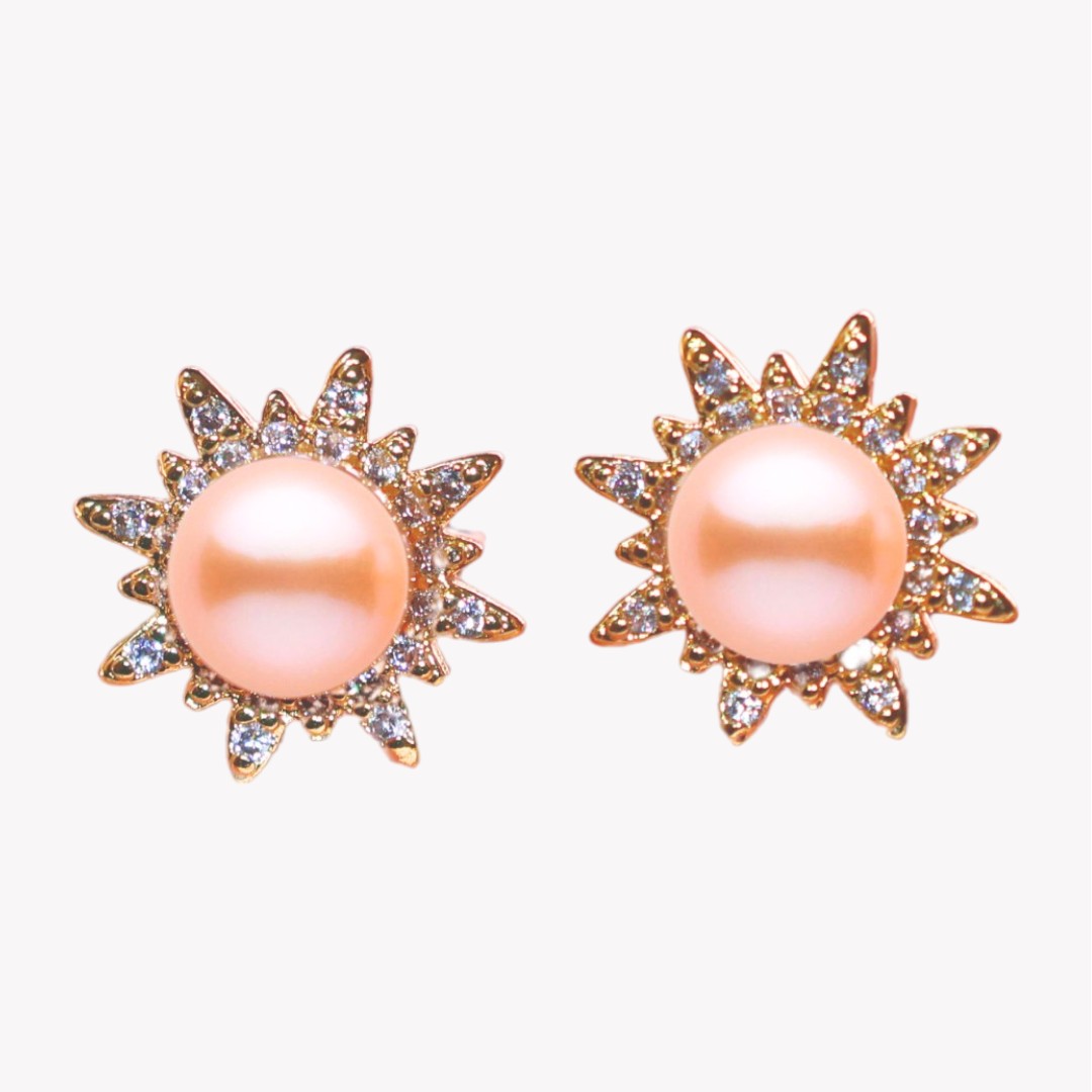 Peach Twinkle Pearl Studs