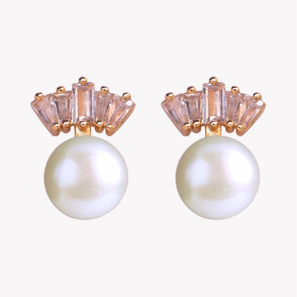 Golden Crown Pearl Studs