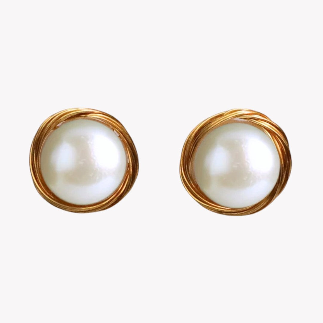 Golden Glide Pearl Studs