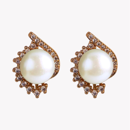 Golden Satin Pearl Studs