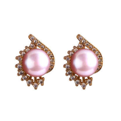 Lavender Satin Pearl Studs