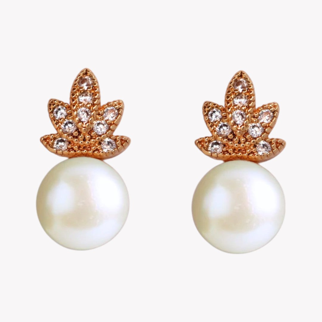 Golden Glitter Pearl Studs