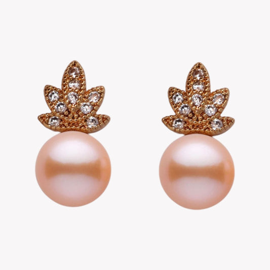 Peach Glitter Pearl Studs