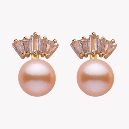 Peach Crown Pearl Studs