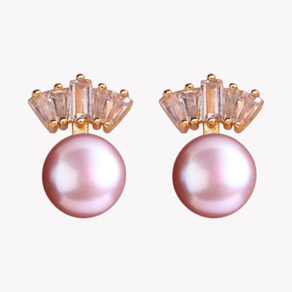 Lavender Crown Pearl Studs