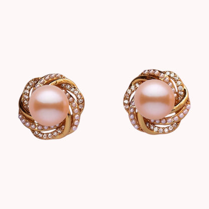 Peach Sparkle Pearl Studs