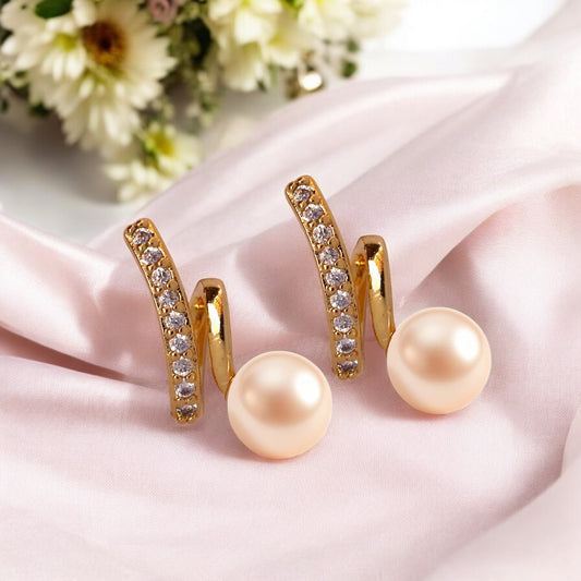 Peach Meadow Pearl Studs