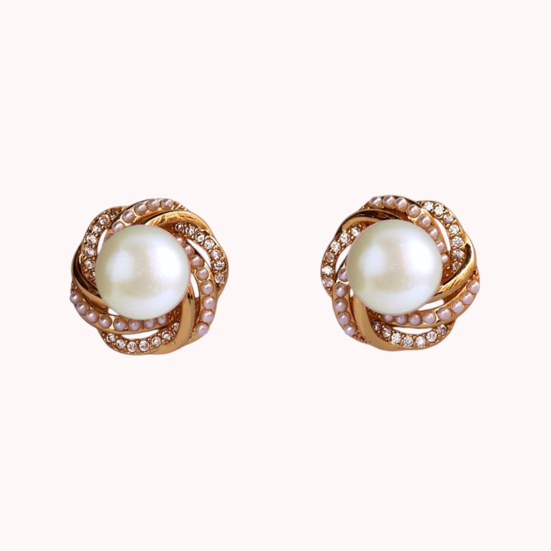 Golden Sparkle Pearl Studs